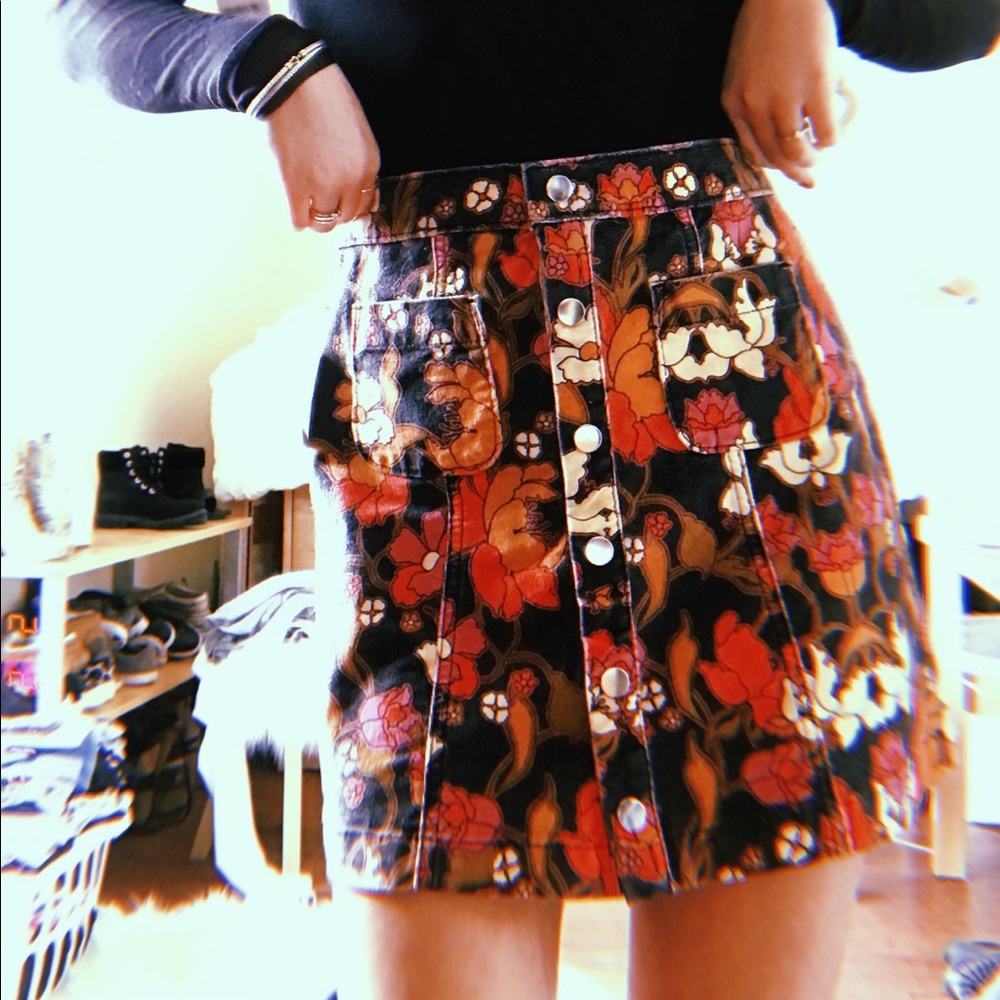 NWT Urban Outfitters Floral Corduroy Skirt